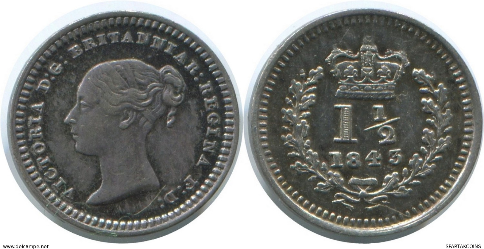 1 1/2 PENCE 1843 UK GBAN BRETAÑA GREAT BRITAIN PLATA Colonial #AE802.16.E - E. 1 1/2 - 2 Pence