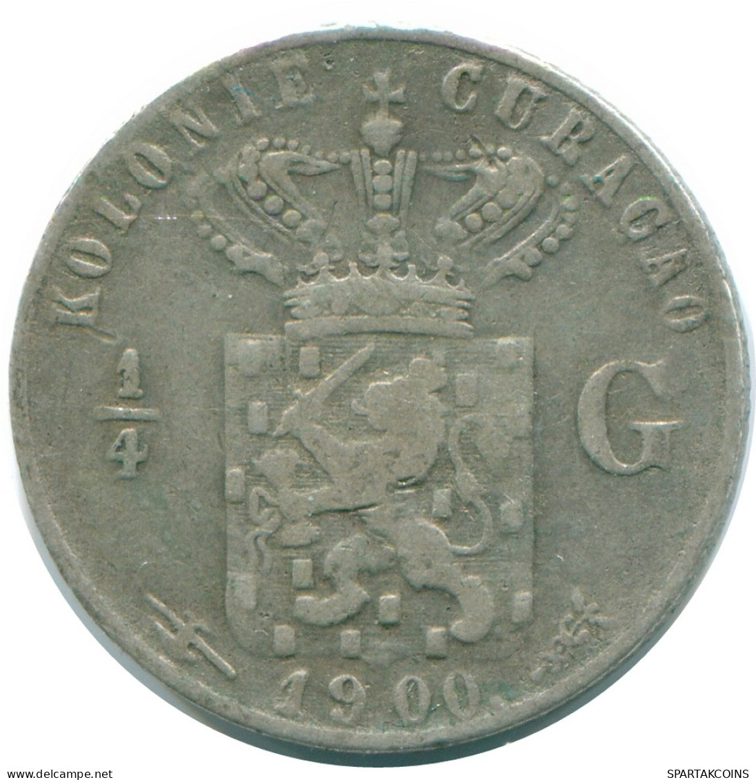 1/4 GULDEN 1900 CURACAO NÉERLANDAIS NETHERLANDS ARGENT Colonial Pièce #NL10465.4.F - Curaçao