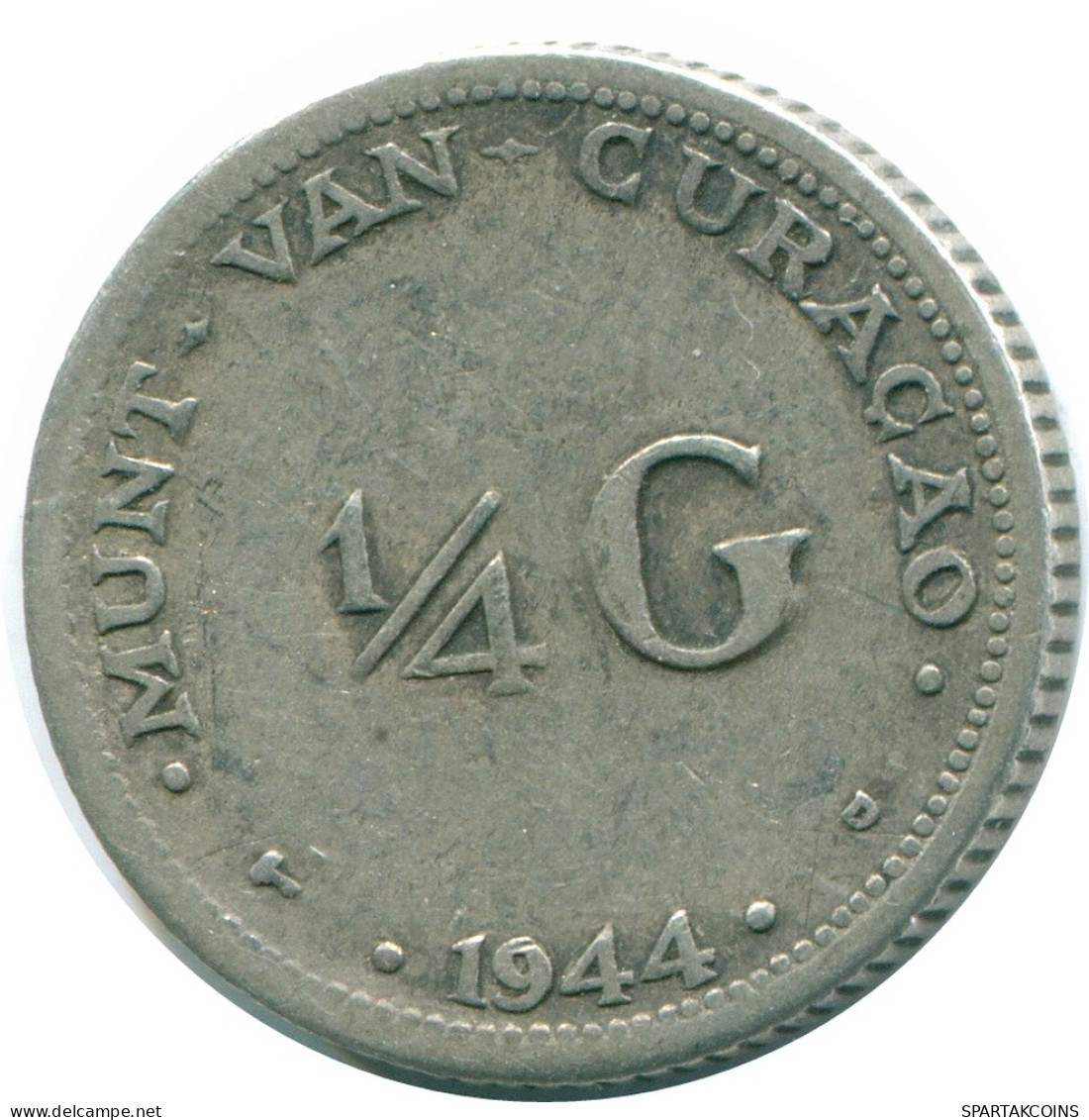 1/4 GULDEN 1944 CURACAO NÉERLANDAIS NETHERLANDS ARGENT Colonial Pièce #NL10719.4.F - Curaçao