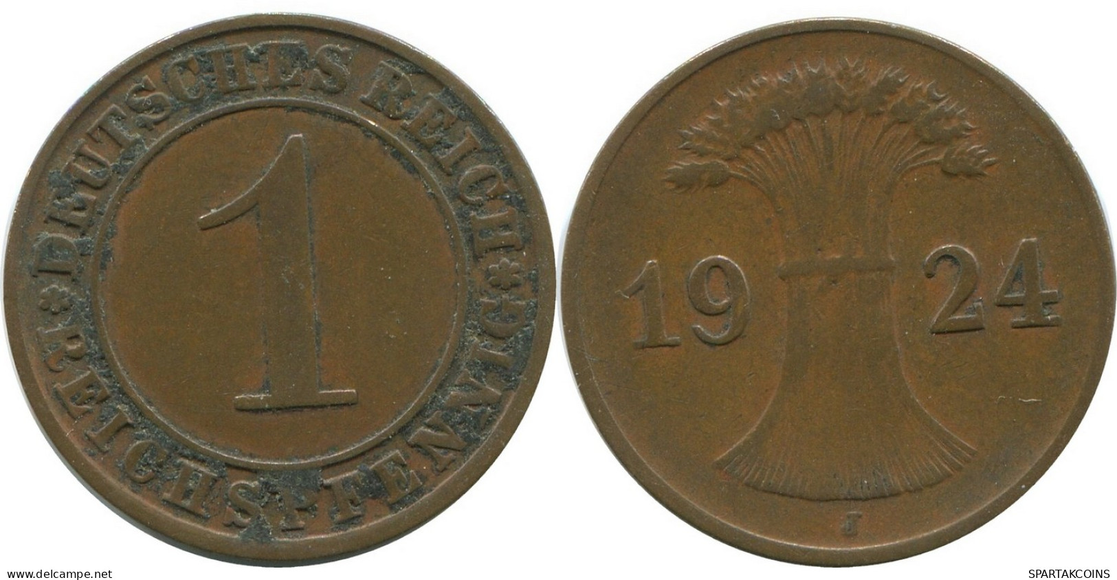 1 REICHSPFENNIG 1924 J ALLEMAGNE Pièce GERMANY #AD457.9.F - 1 Rentenpfennig & 1 Reichspfennig