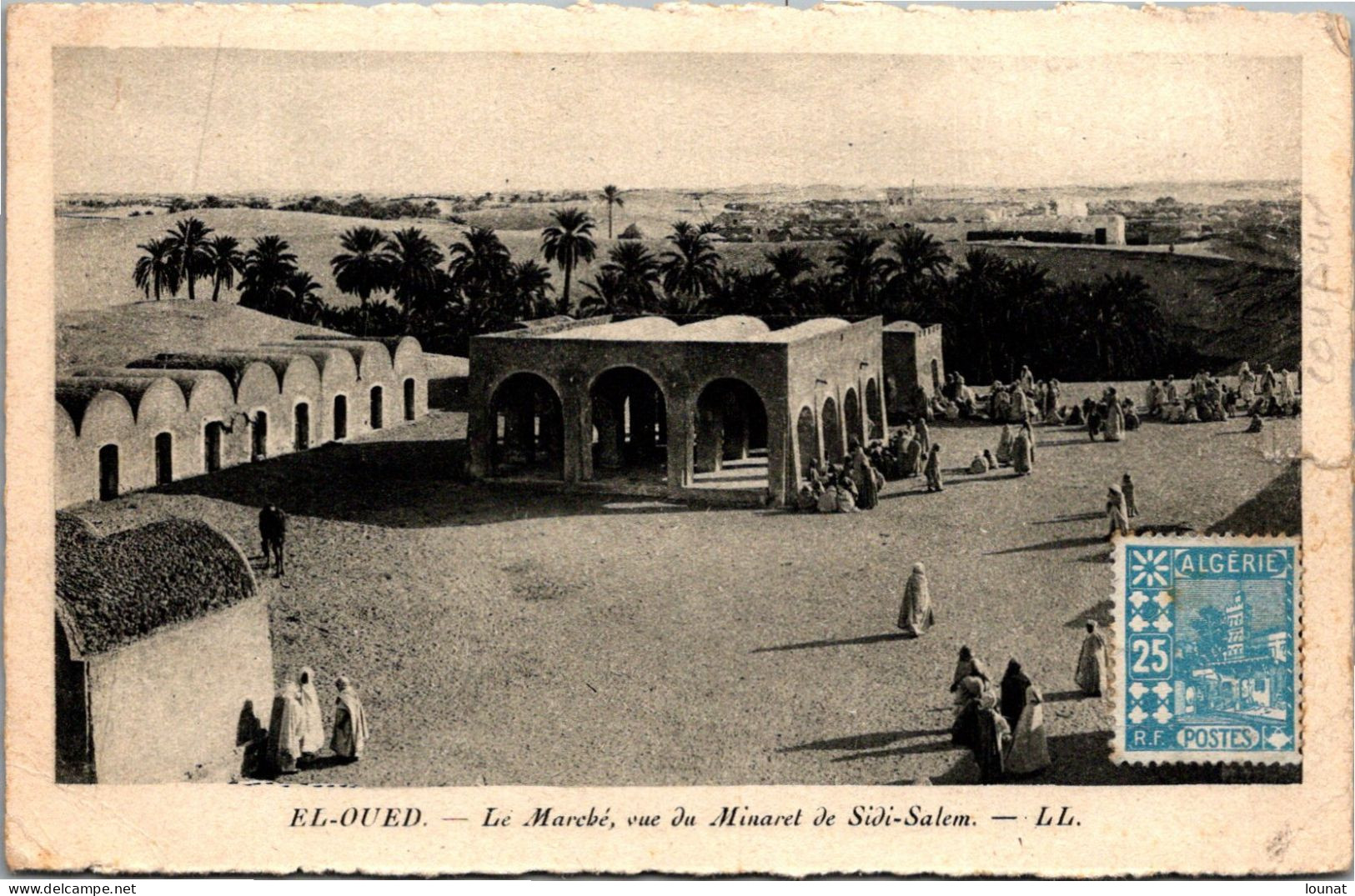 EL OUED - Le Marché, Vue Du Minaret De Sidi Salem - Timbre (coupure à Droite) - El-Oued