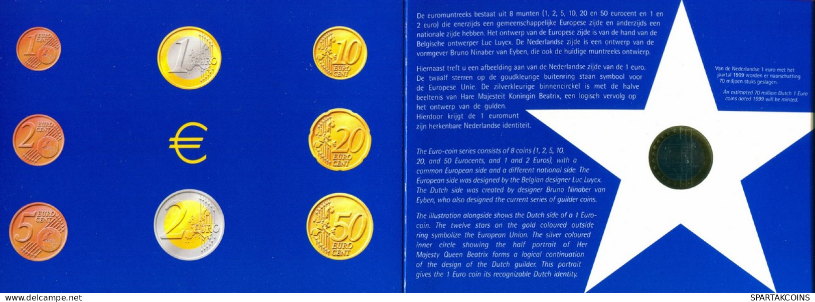 NÉERLANDAIS NETHERLANDS 1999 MINT SET 6 Pièce #SET1127.4.F - Jahressets & Polierte Platten