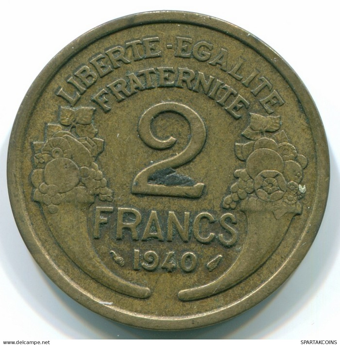 2 FRANCS 1940 FRANCE Coin VF/XF #FR1083.8 - 2 Francs