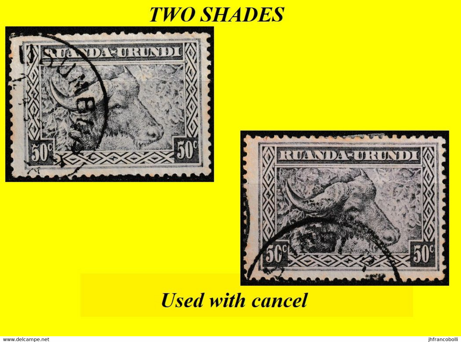 1931 (°) RUANDA-URUNDI RU 096/096-A USED TWO SHADES BUFFALO ( X 2 Stamps ) - Oblitérés