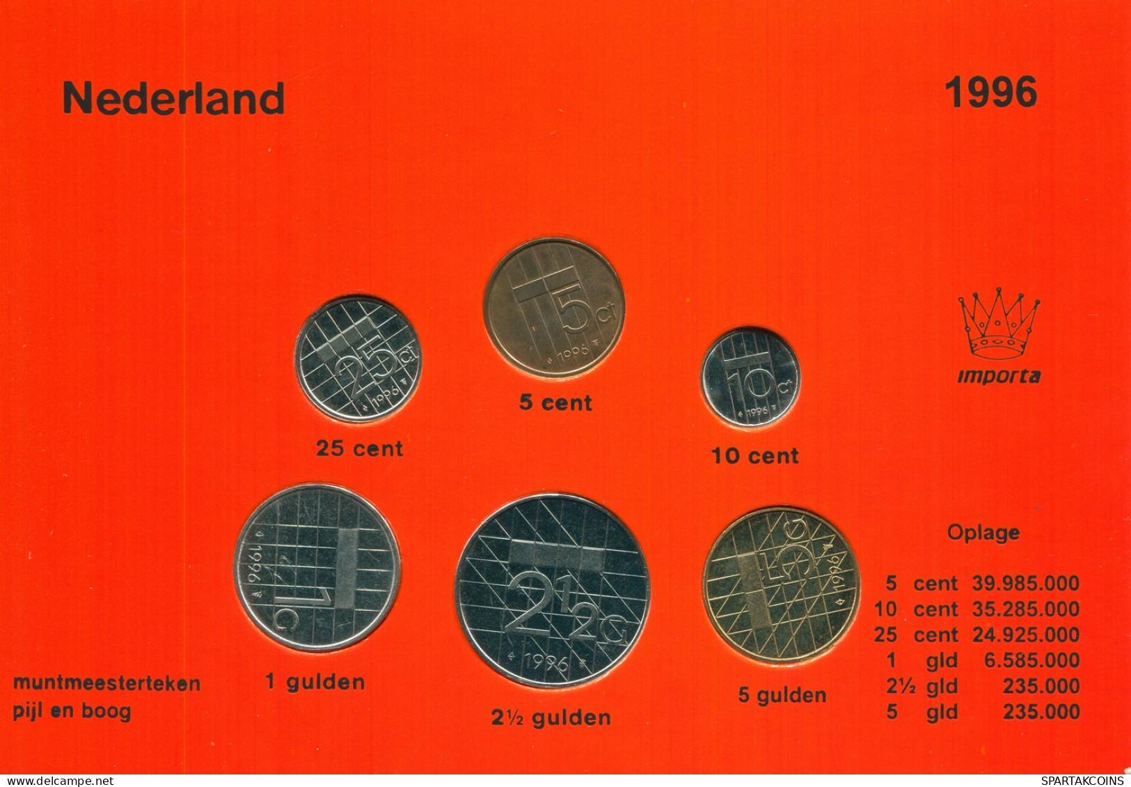 NETHERLANDS 1996 MINT SET 6 Coin #SET1033.7.U - Nieuwe Sets & Testkits