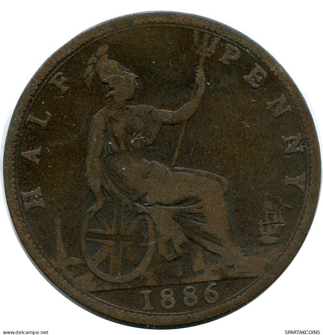 HALF PENNY 1886 UK GREAT BRITAIN Coin #AZ647.U - C. 1/2 Penny
