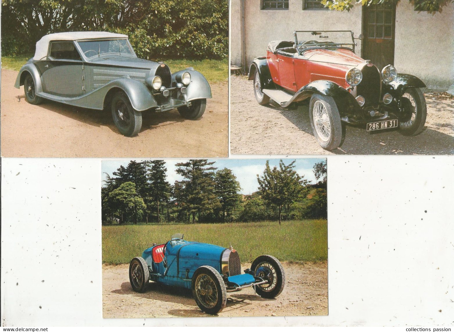 Cp, BUGATTI ,  LOT DE 3 CARTES POSTALES - Voitures De Tourisme