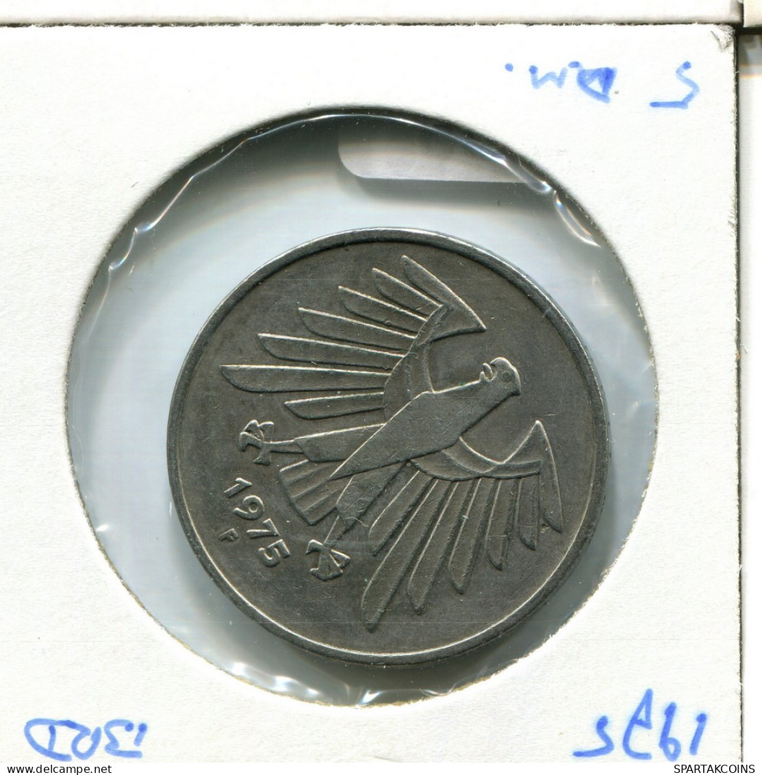 5 DM 1975 F WEST & UNIFIED GERMANY Coin #AU755.U - 5 Mark