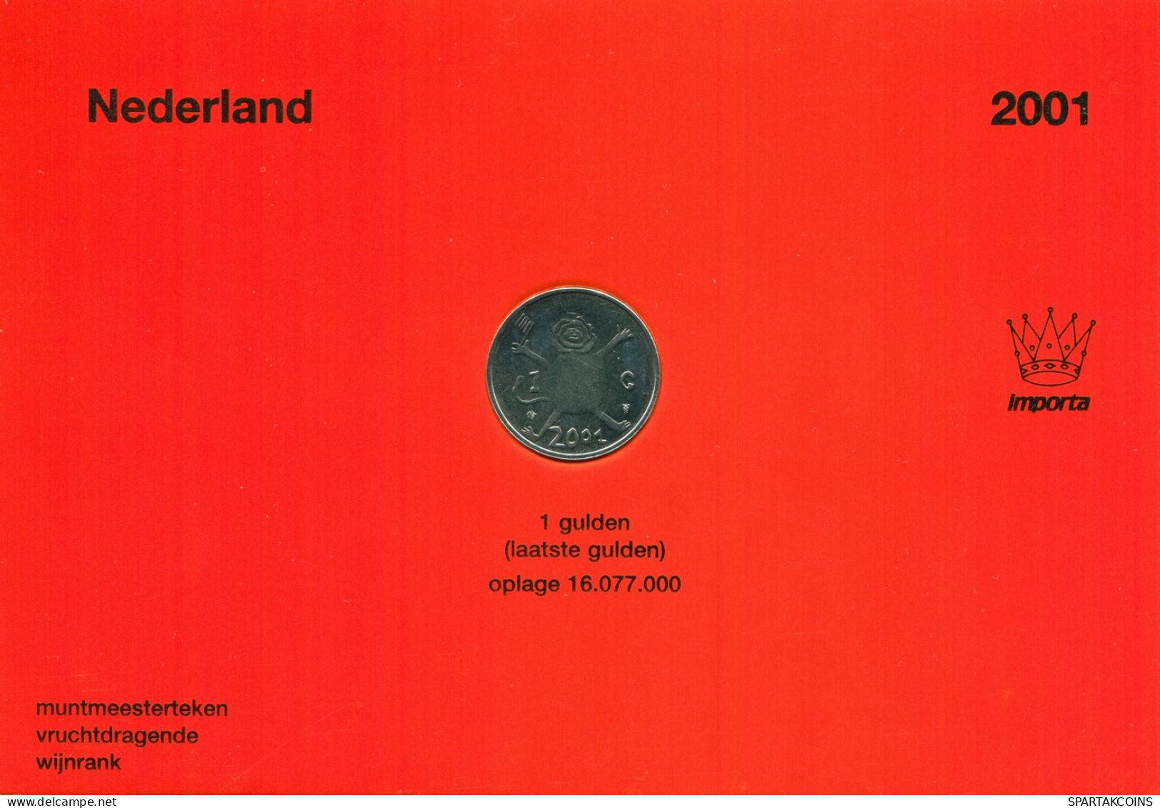 NETHERLANDS 2001 1 GULDEN Last Gulden #SET1039.7.U - Mint Sets & Proof Sets