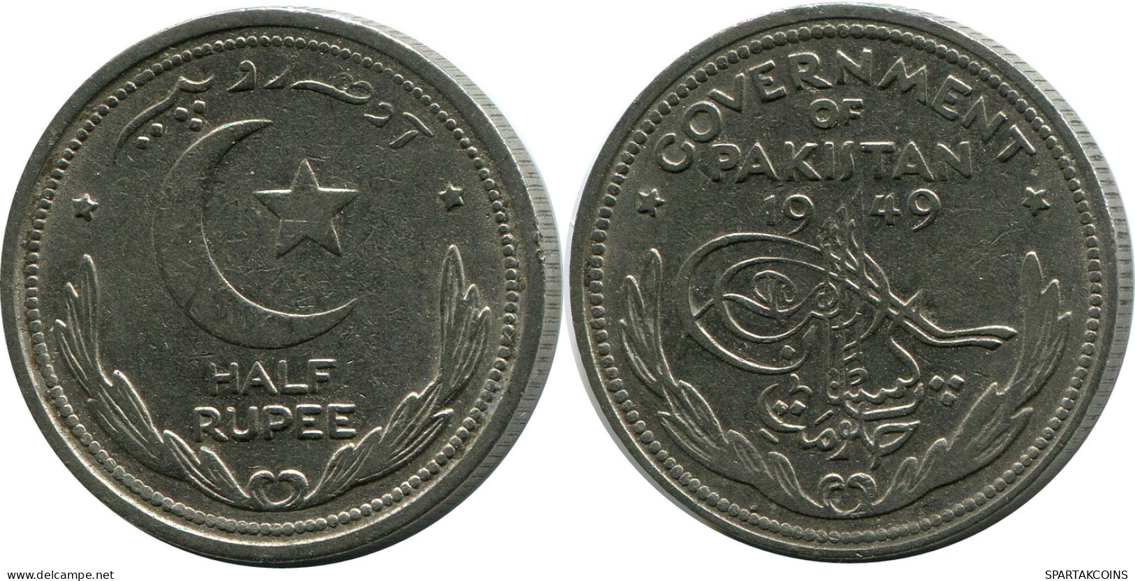 1/2 RUPEE 1949 PAKISTAN Coin #AK268.U - Pakistan