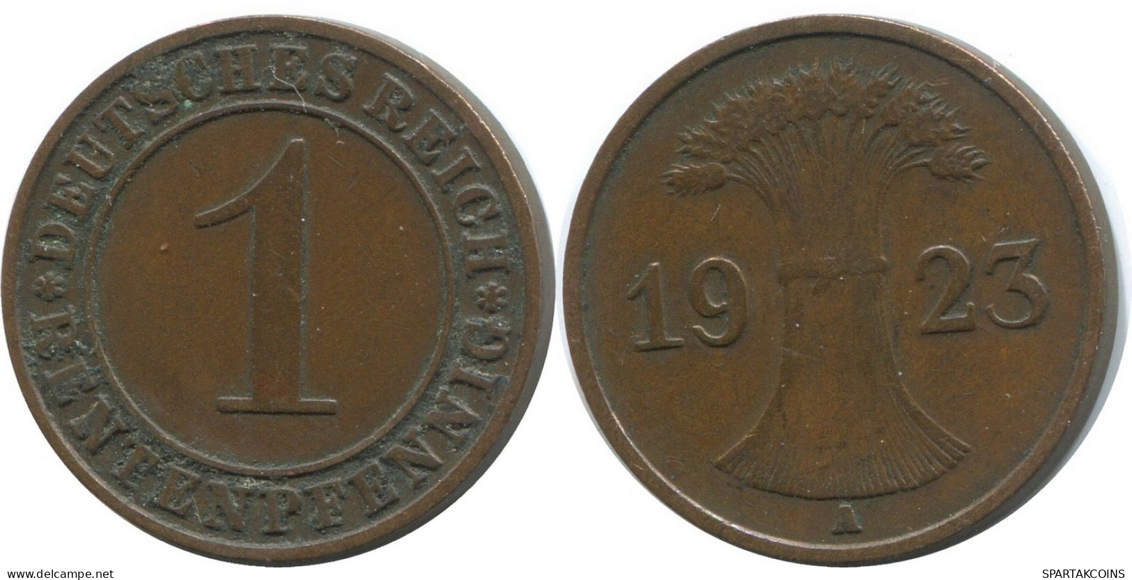 1 RENTENPFENNIG 1923 A DEUTSCHLAND Münze GERMANY #AD432.9.D - 1 Rentenpfennig & 1 Reichspfennig