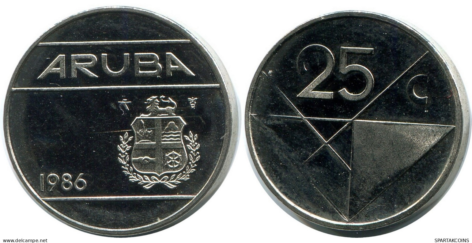 25 CENTS 1986 ARUBA Münze (From BU Mint Set) #AH071.D - Aruba