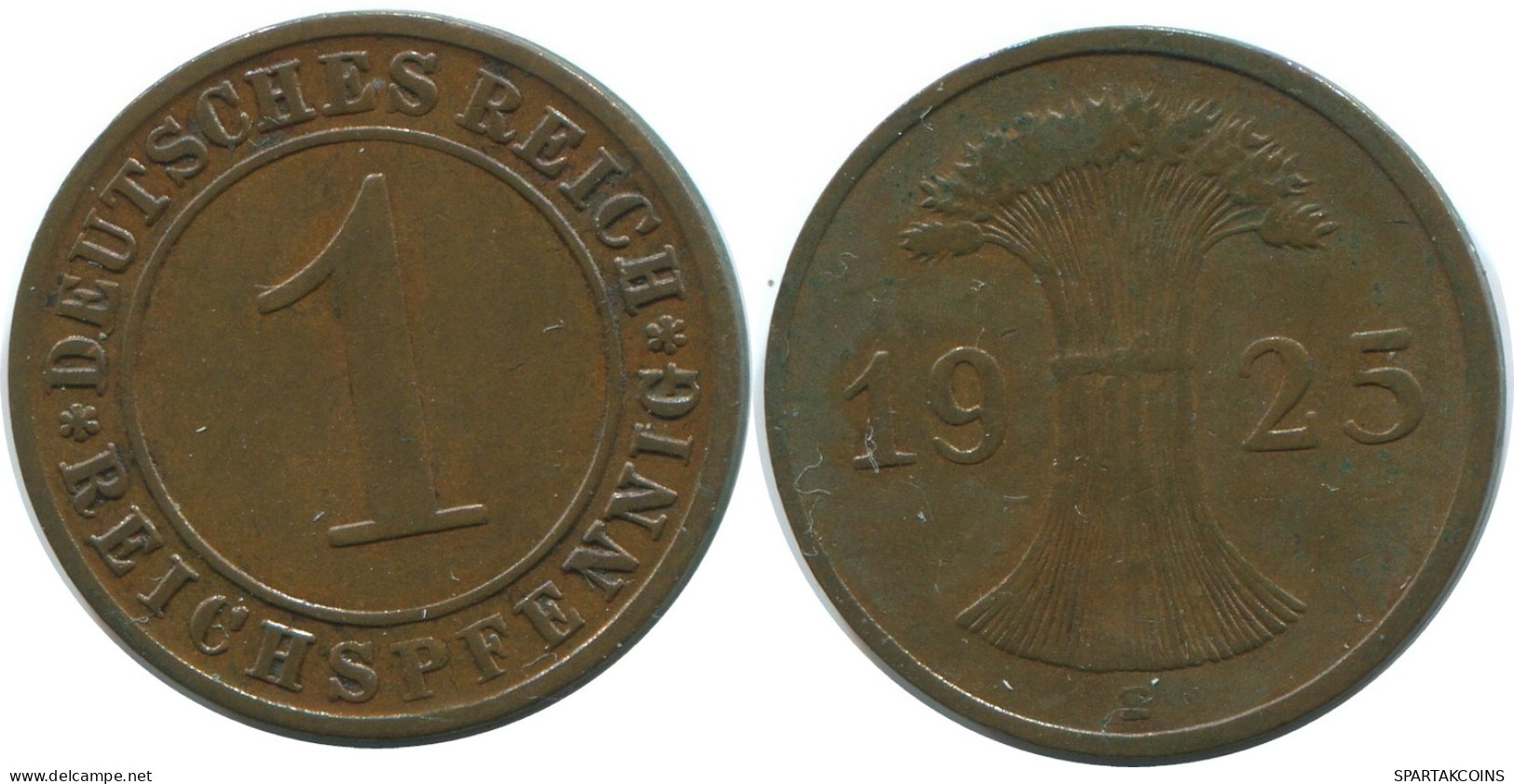 1 REICHSPFENNIG 1925 E DEUTSCHLAND Münze GERMANY #AE215.D - 1 Rentenpfennig & 1 Reichspfennig