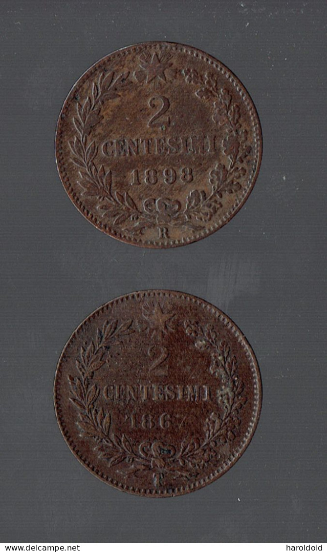 LOT 2 PIECES ITALIE - V EMMANUEL II 2 CTS 1867T TTB - UMBERTO 2 CTS 1898R TTB/SUP - Andere & Zonder Classificatie