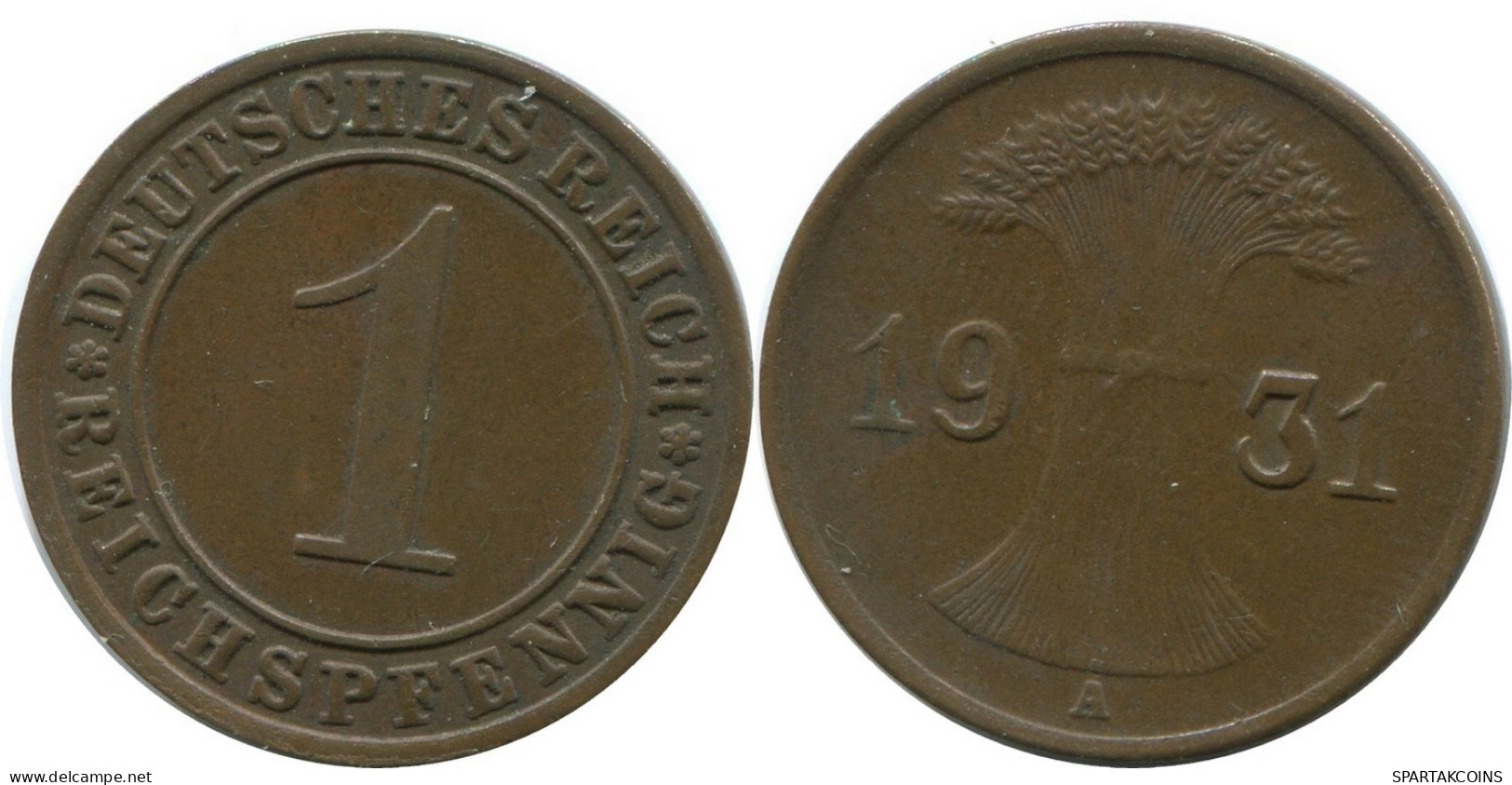 1 REICHSPFENNIG 1931 A DEUTSCHLAND Münze GERMANY #AD451.9.D - 1 Rentenpfennig & 1 Reichspfennig