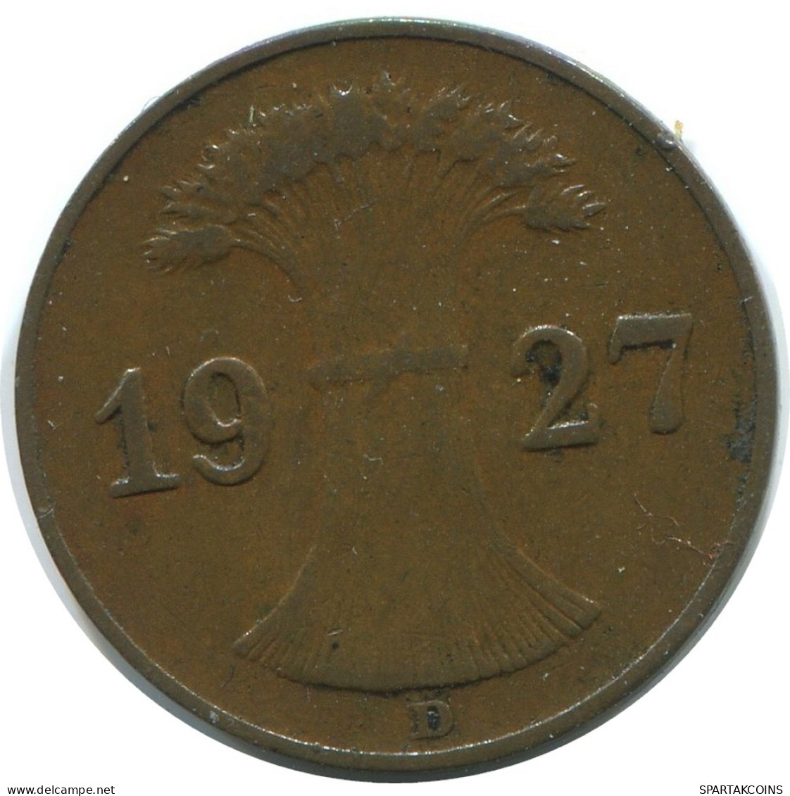 1 REICHSPFENNIG 1927 D DEUTSCHLAND Münze GERMANY #AE225.D - 1 Rentenpfennig & 1 Reichspfennig