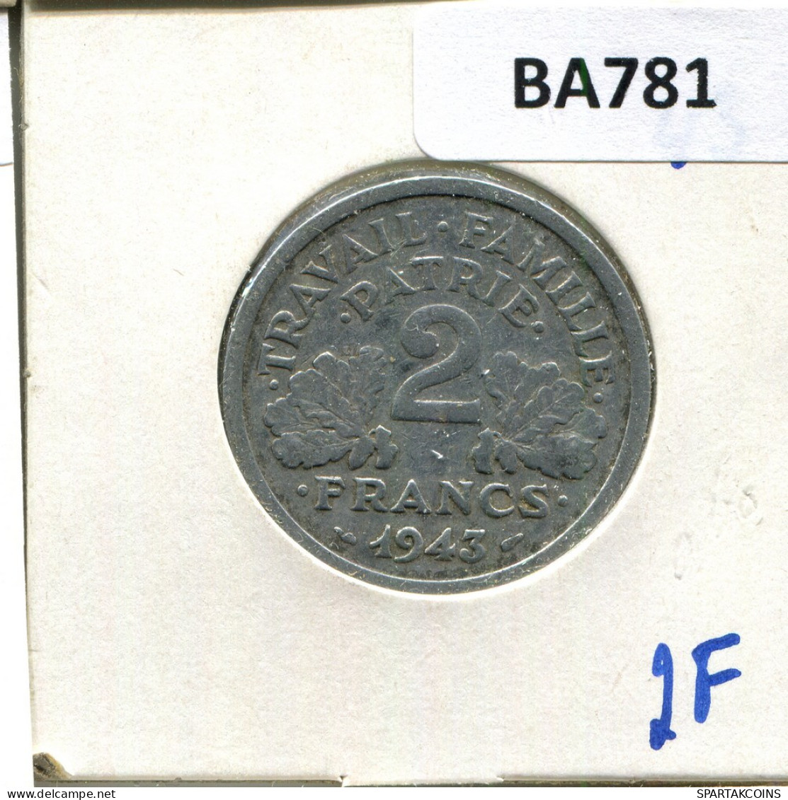 2 FRANCS 1943 FRANKREICH FRANCE Französisch Münze #BA781.D - 2 Francs