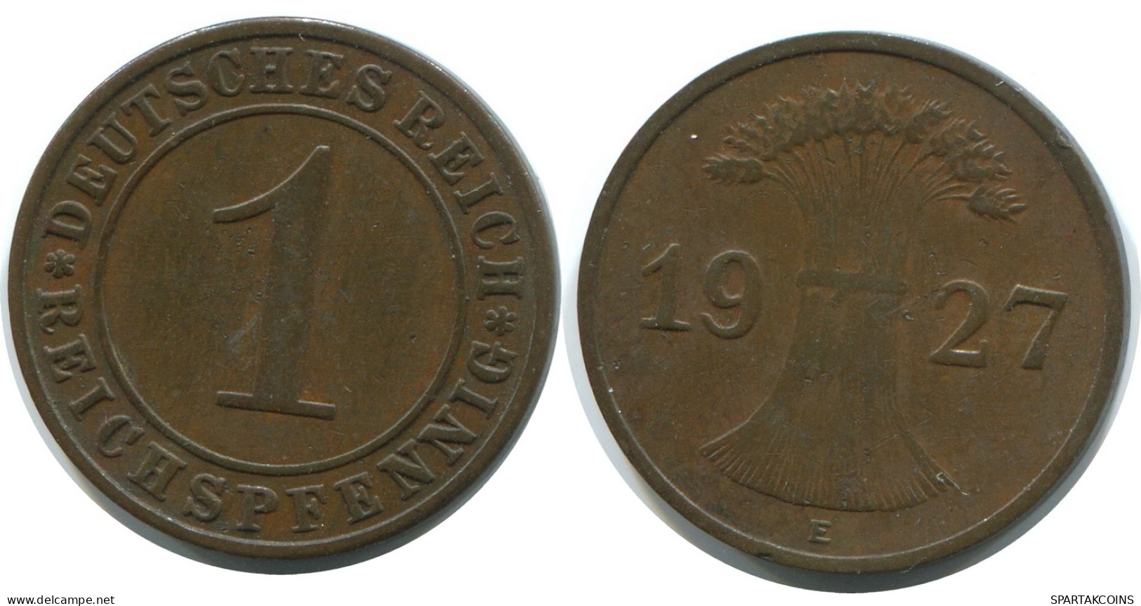 1 REICHSPFENNIG 1927 E DEUTSCHLAND Münze GERMANY #AE209.D - 1 Rentenpfennig & 1 Reichspfennig