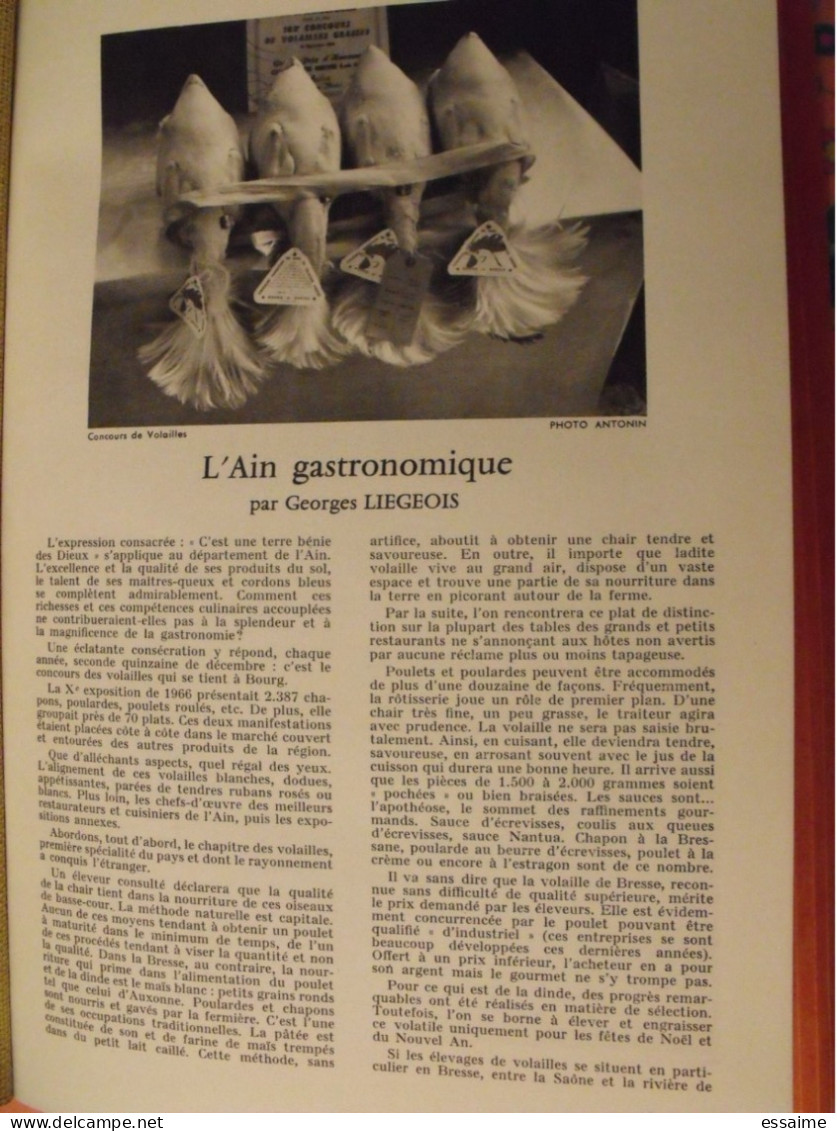 La France à Table N° 129. 1967. Ain. Brou Bourg Nantua Belley Ars Ambronay Perouges  Chazey. Cuisine Gastronomie - Toerisme En Regio's