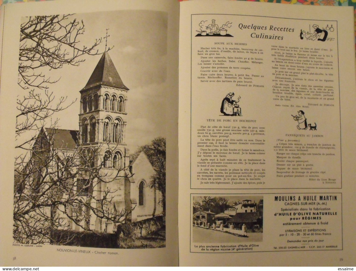 La France à table n° 112. 1965. Aisne. soissons laon chateau-thierry saint-quentin guise liesse urcel braine gastronomie