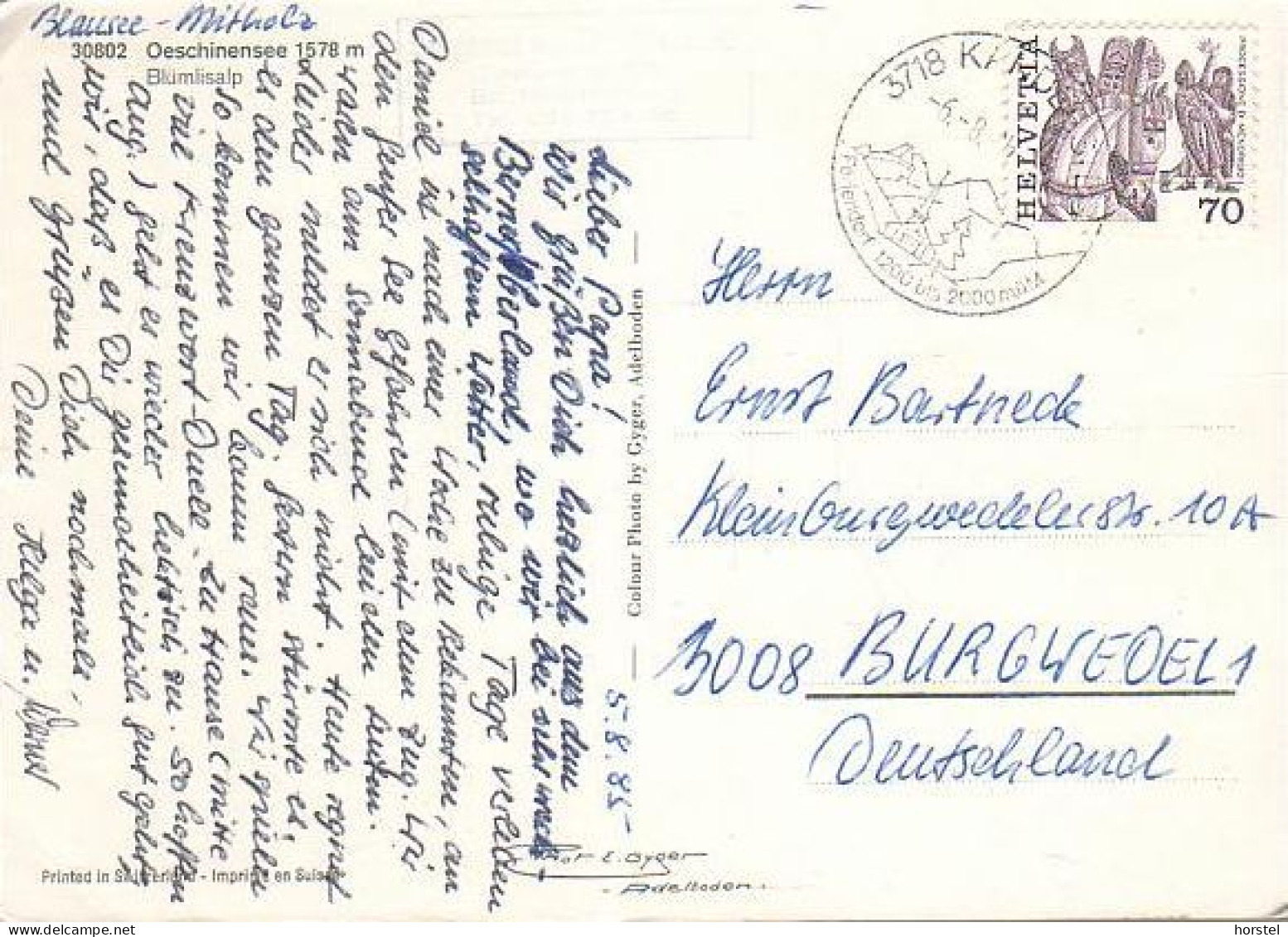 Schweiz - 3717 Kandergrund / Mitholz - Blausee - Oeschinensee - Blümlisalp - Nice Stamp - Kandergrund