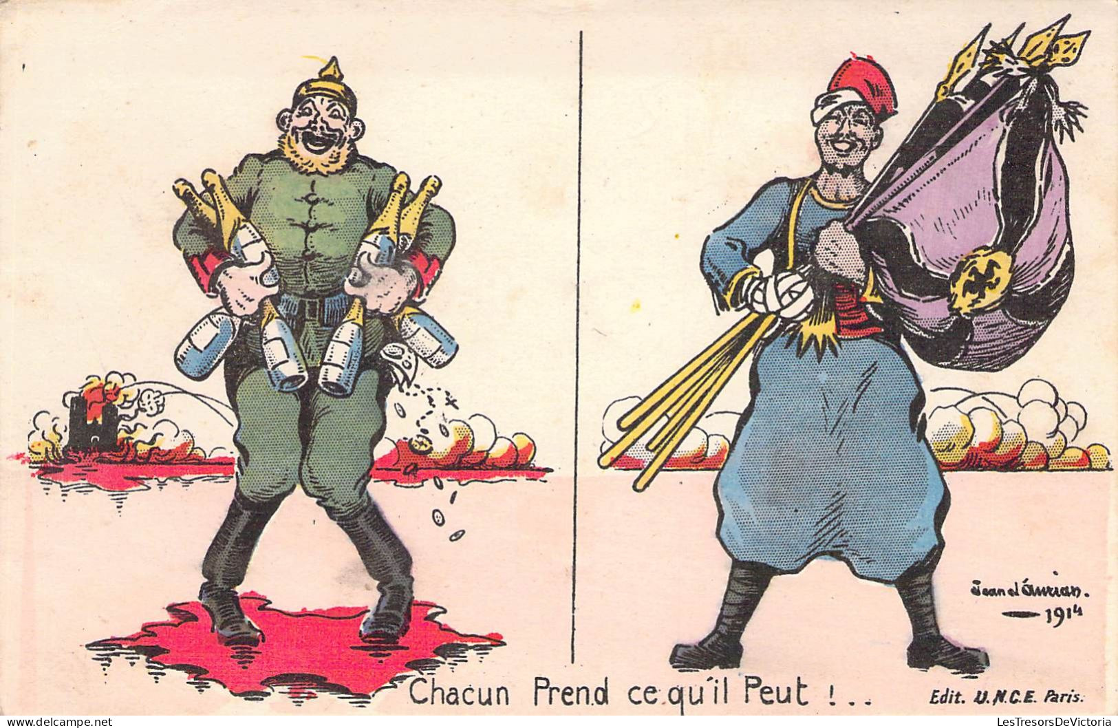 MILITARIA - Humoristiques - Chacun Prend Ce Qu'il Peut !.. - Carte Postale Ancienne - Umoristiche