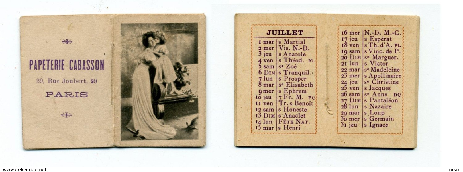 Calendrier 1913 - Papeterie CABASSON à Paris - Petit Format : 1901-20