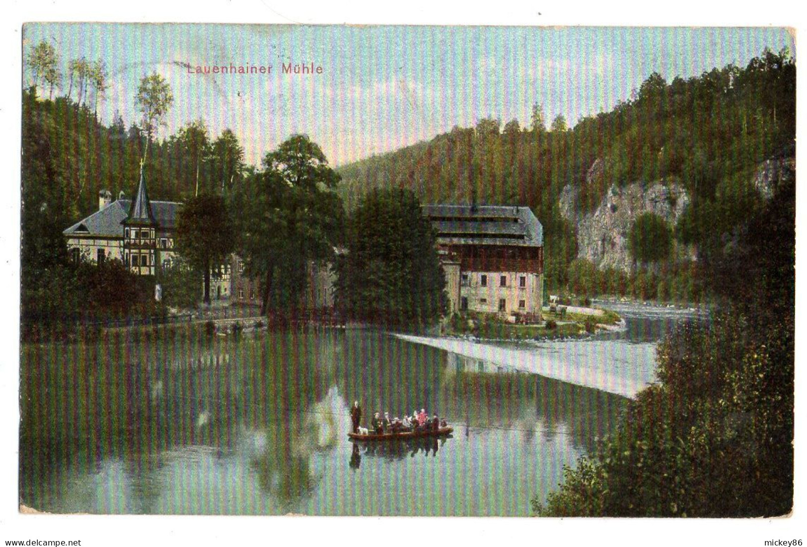 Allemagne-- MITTWEIDA--1908-- Lauenhainer Mühle (petite Animation) ...colorisée ..timbre..cachet - Mittweida