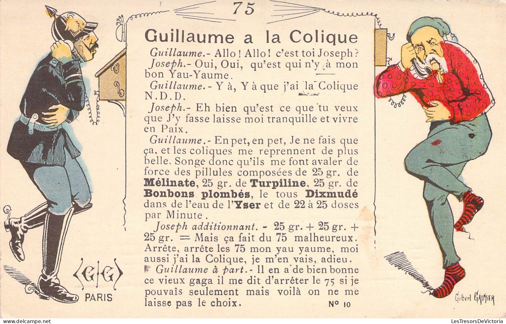 MILITARIA - Humoristiques - Guillaume A La Colique - Carte Postale Ancienne - Humour