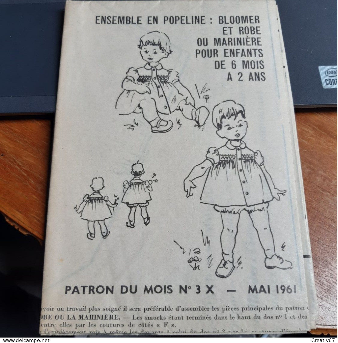 Patron Modes Et Travaux Mai 1961 Bloomer Et Robe Pour Enfant De 6 Mois à 2ans - Patrons