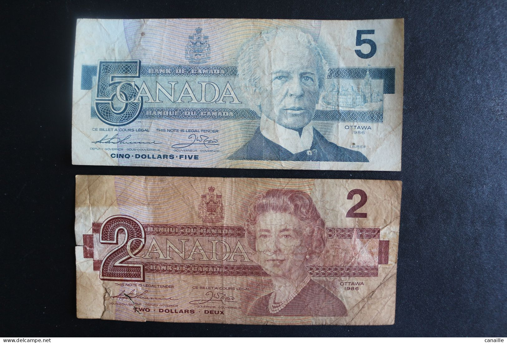 Canada - Lot De 2 Billets De 2 Dollars Et De 5 Dollars Ottawa 1986 - Otros – América