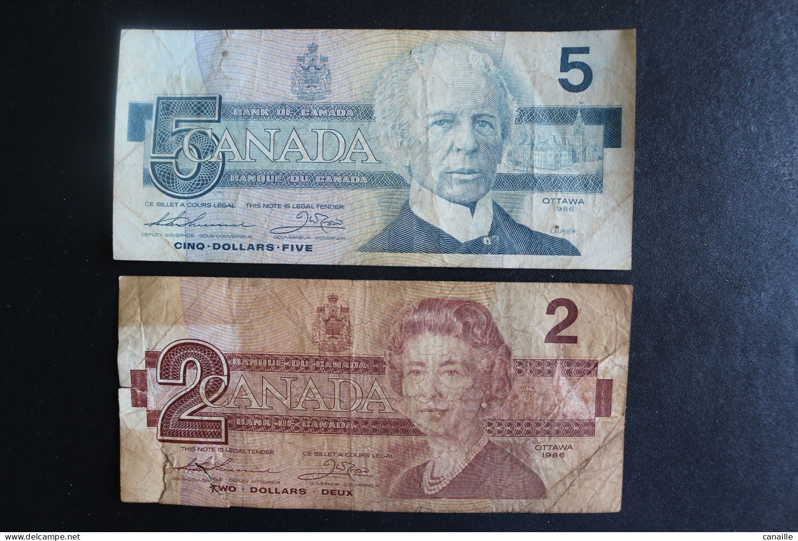Canada - Lot De 2 Billets De 2 Dollars Et De 5 Dollars Ottawa 1986 - Autres - Amérique