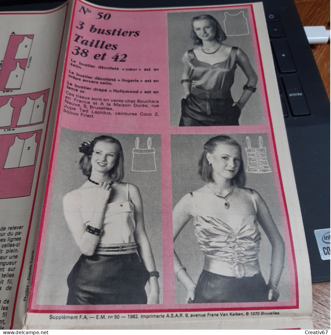 Patron Femmes Actuelles 1982 Trois Bustiers - Patterns