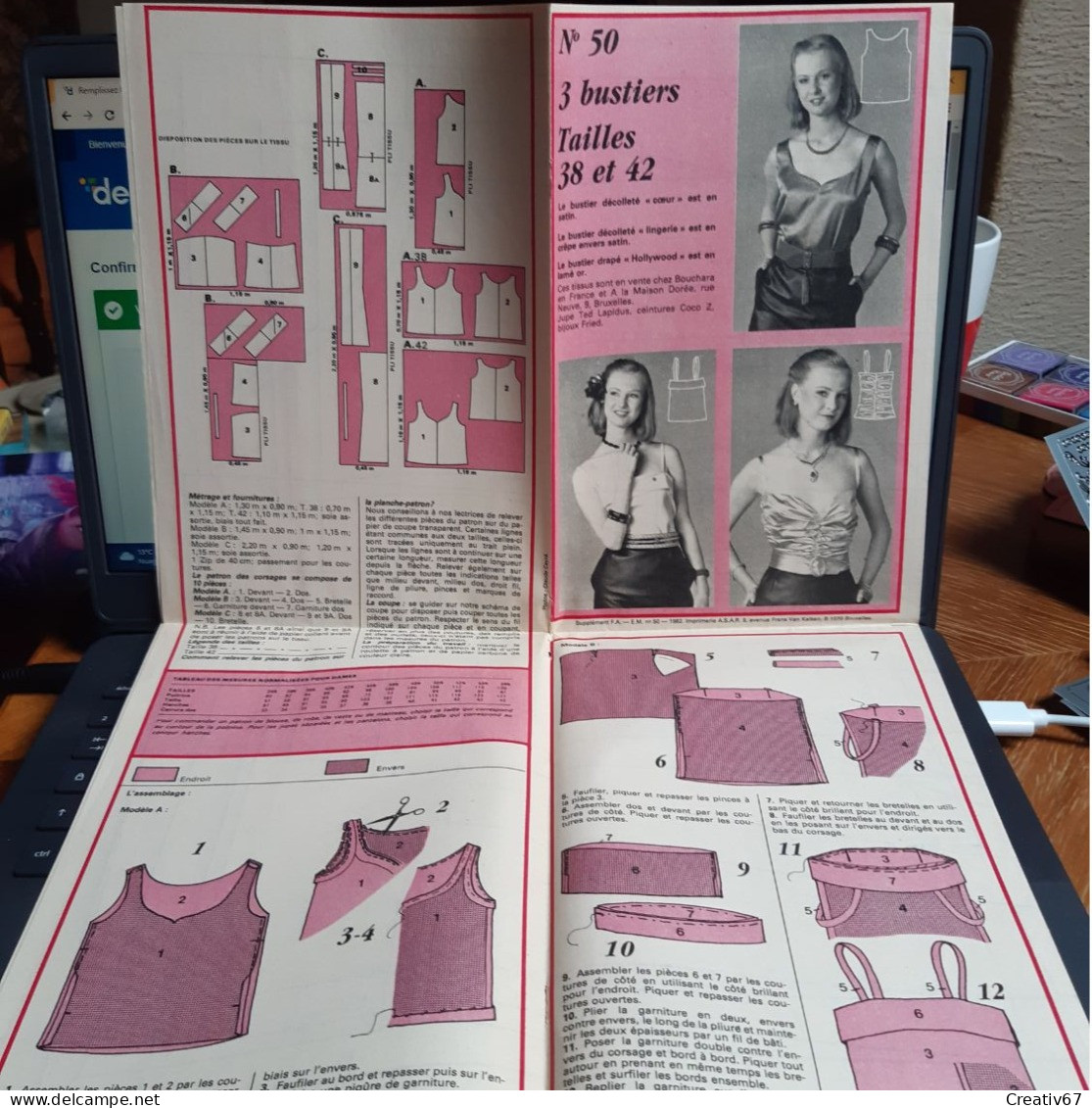 Patron Femmes Actuelles 1982 Trois Bustiers - Patterns