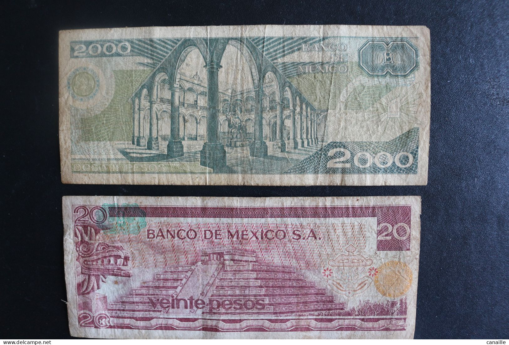 Lot De 2 Billet - Banco De Mexico S.A. Dos Mil Pesos (2000)  -  Mexico D.F. 24 Feb 1987 /  Veinte Pesos (20)  8 Jul 1977 - Other - America
