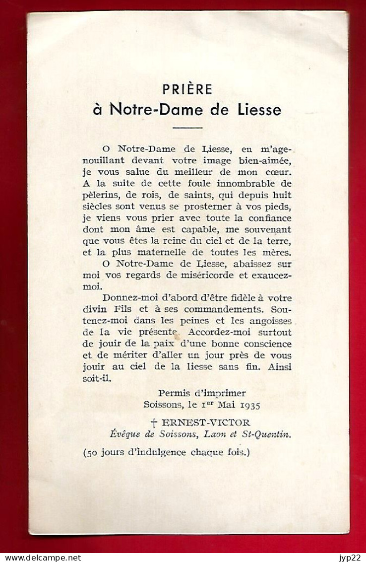 Image Pieuse Notre Dame De Liesse Priez Pour Nous Prière - Soissons 1-05-1935 - Vierge Noire - Images Religieuses