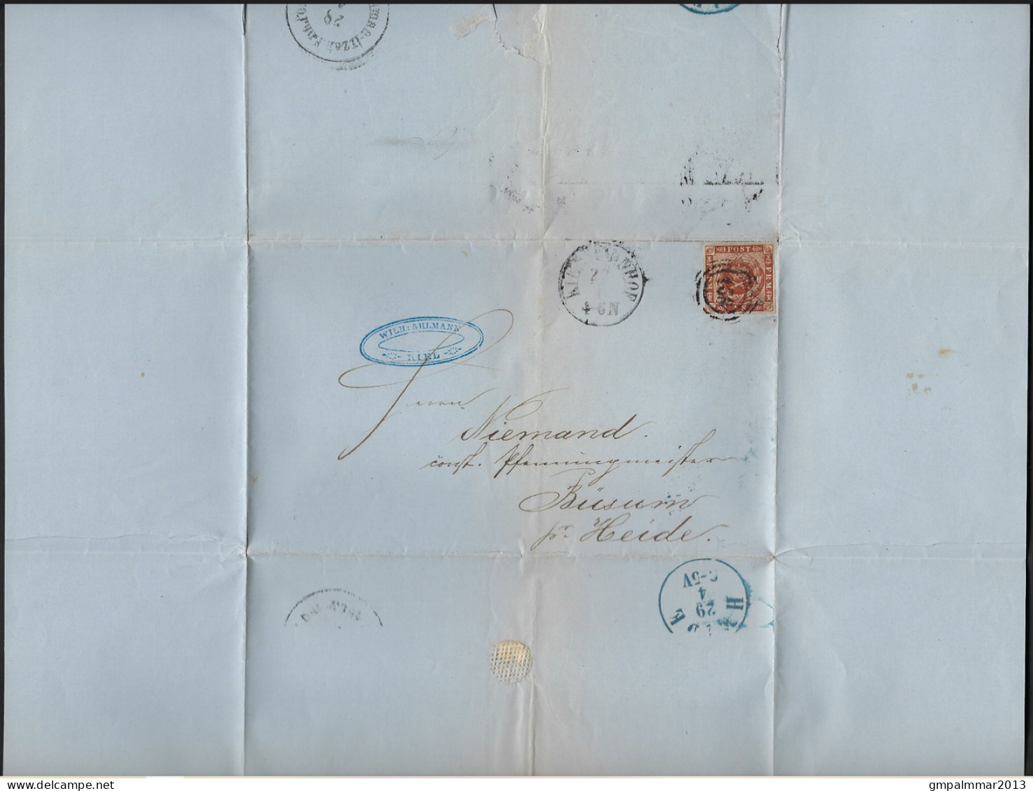 1863 LETTER DENMARK Michel Nr. 9  4 Sk. Roulette Used ; Details & Conditions See 4 Scans ! LOT 125 - Briefe U. Dokumente
