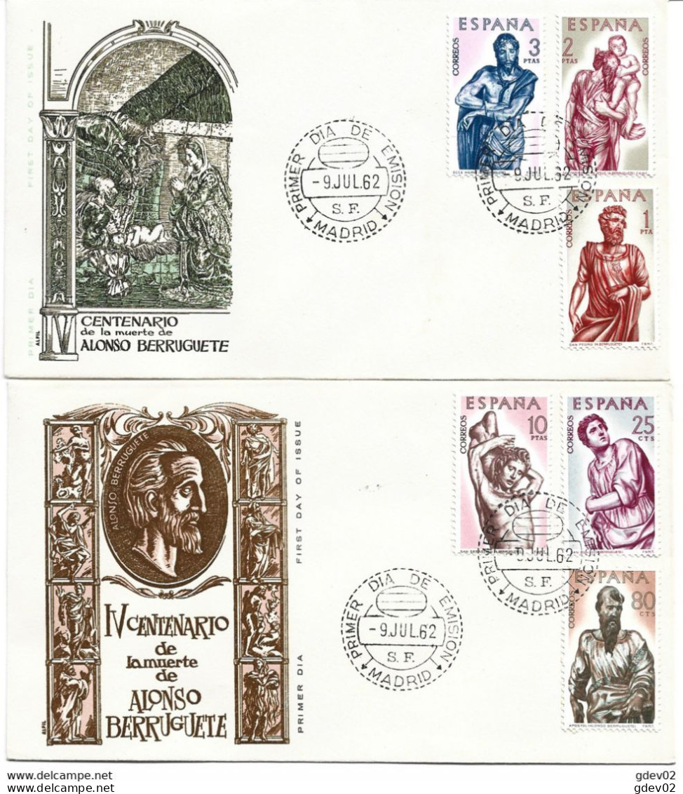 ESSPD1438-L4419-TRELIGTEOLOG..Spain,Espagne,Sobres Del 1º Dia.PINTOR ESCULTOR BERRUGUETE.1962 (Ed 1438/43). - Teologi