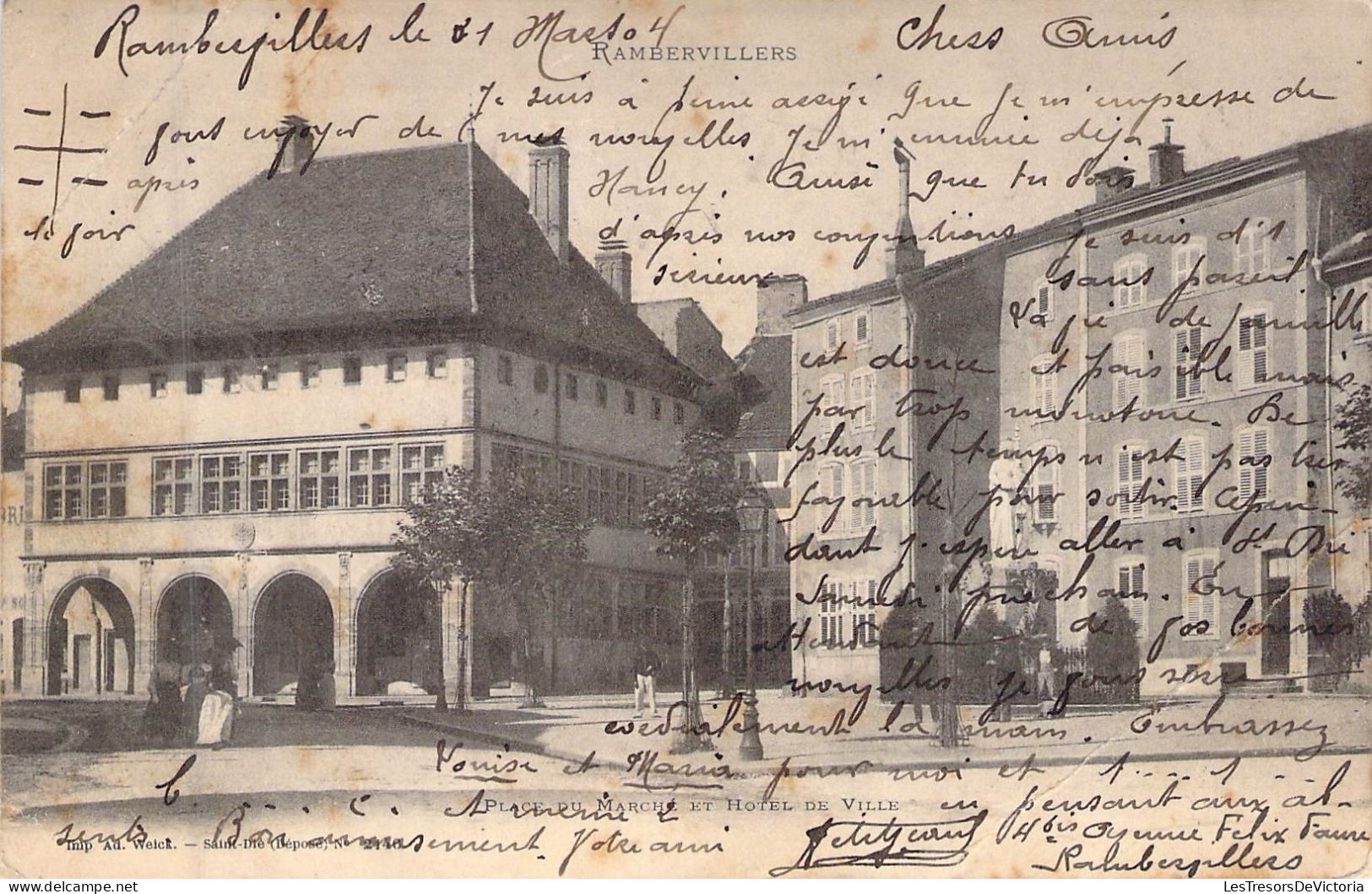 FRANCE - 88 - RAMBERVILLERS - Place Du Marché Et Hôtel De Ville - Carte Postale Ancienne - Rambervillers