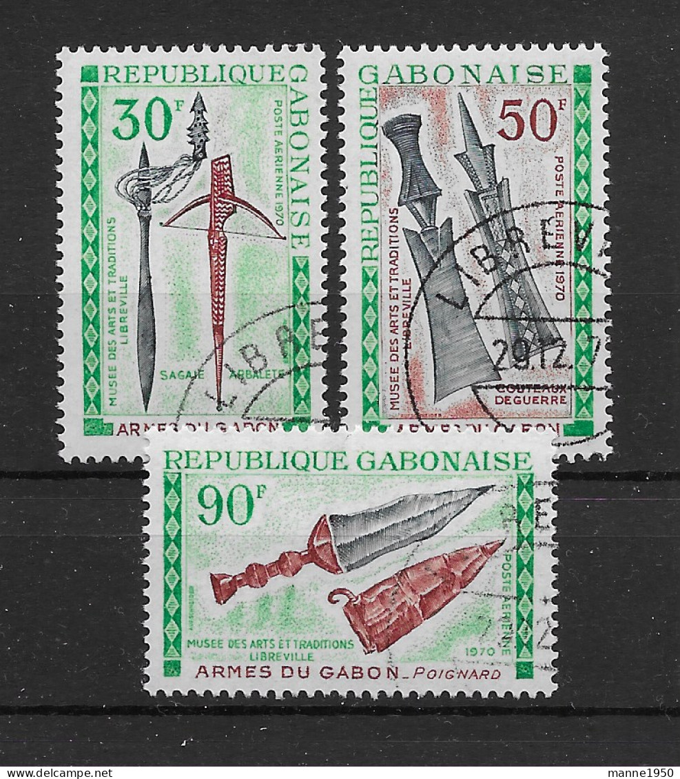 Gabun 1970 Waffen Mi.Nr. 368/69/70 Gestempelt - Gabon (1960-...)