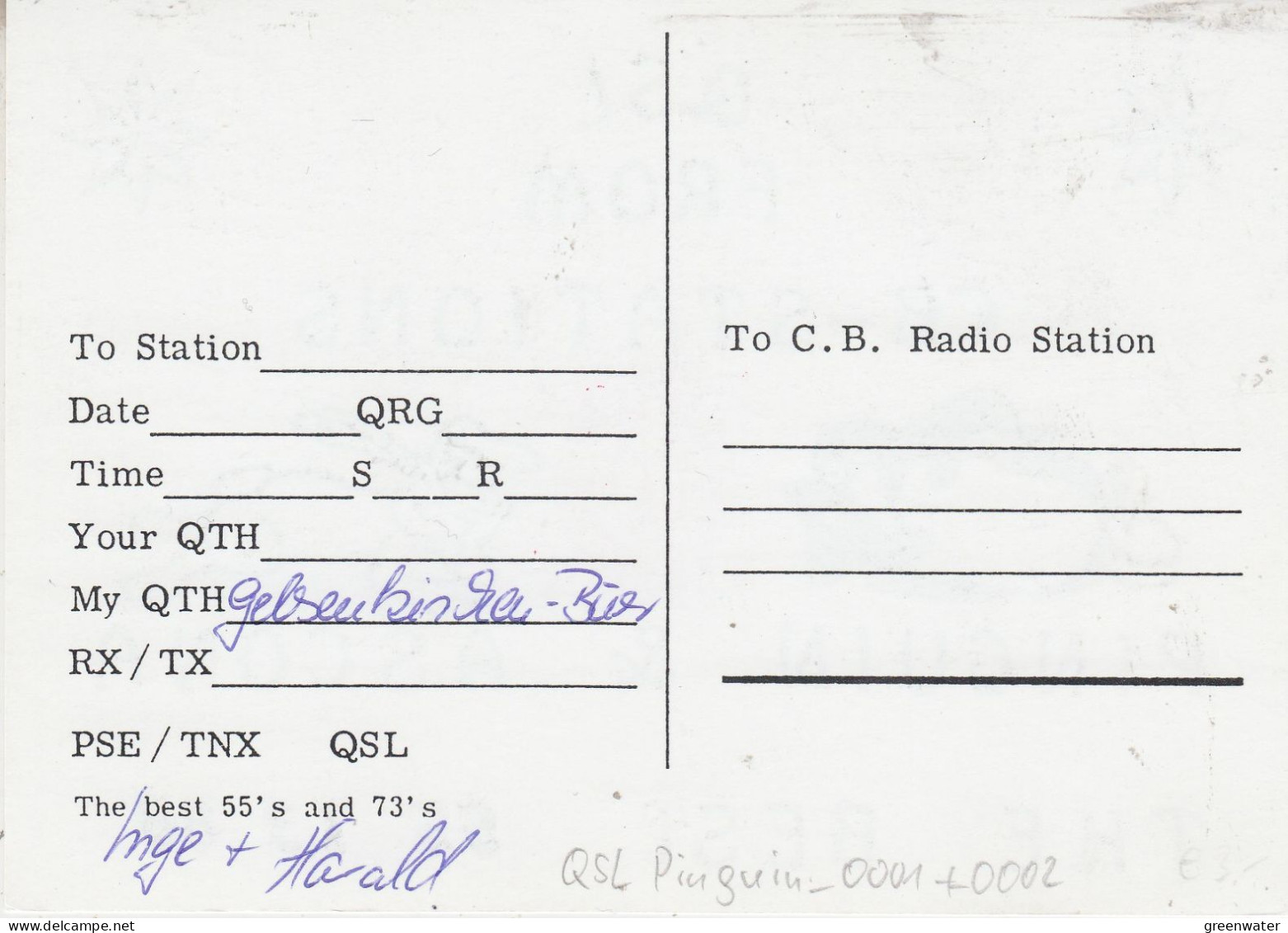CB-Stations Pinguin & Ascona QSl Card (58702) - CB-Funk