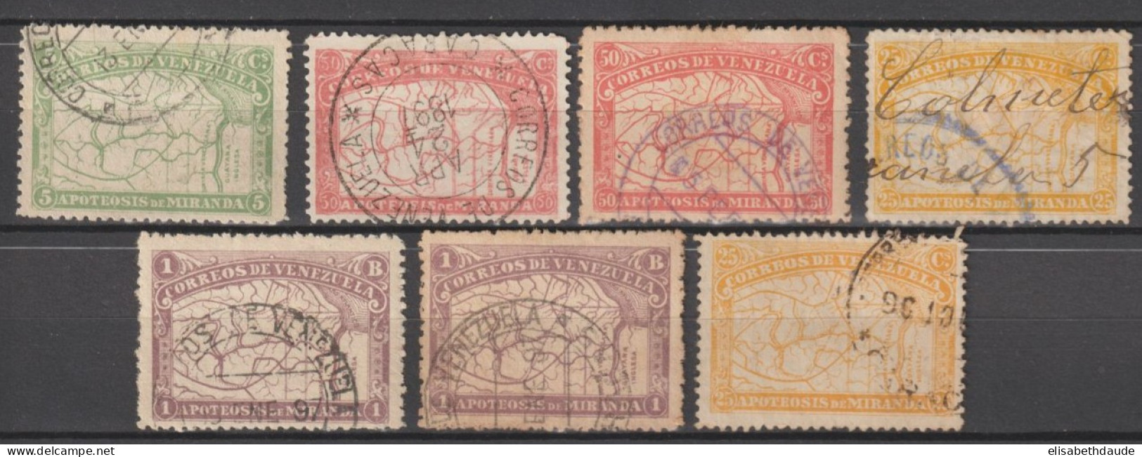 VENEZUELA - 1896 - PETIT LOT OBLITERES - YVERT 54 + 56x2 + 57/58 X2 - COTE = 176.5 EUR - Venezuela