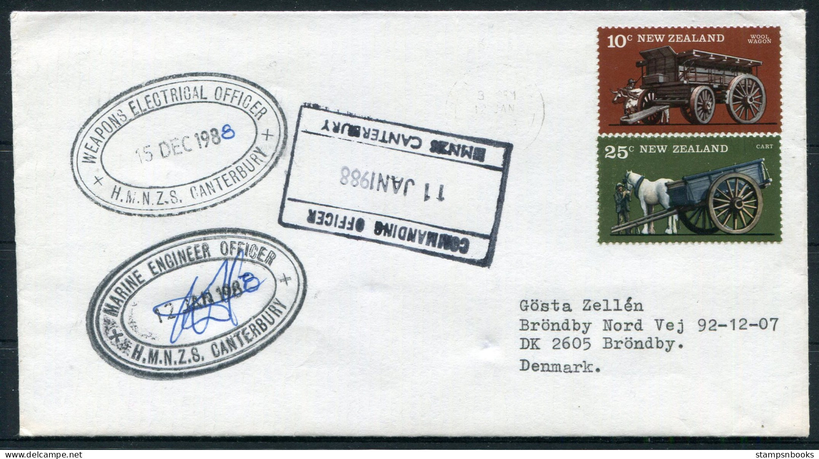 1988 New Zealand, HMNZS Canterbury Ship Cover SIGNED - Covers & Documents