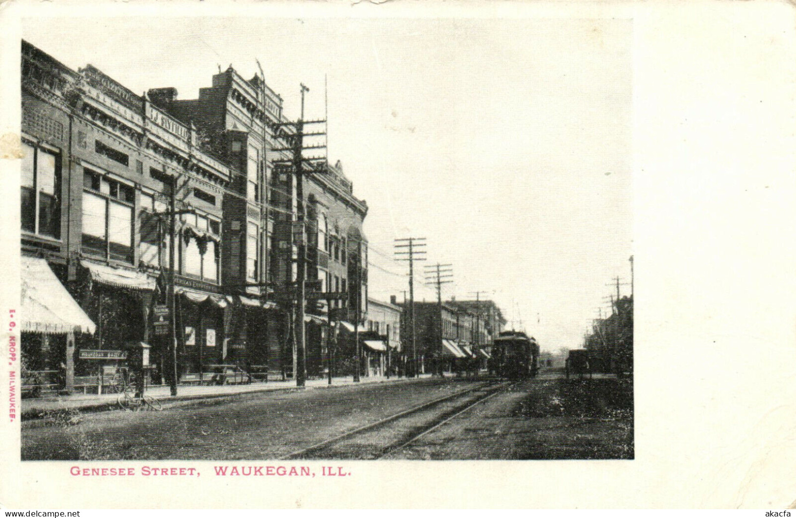 PC CPA US, ILL, WAUKEGAN, GENESSE STREET, VINTAGE POSTCARD (b15648) - Waukegan