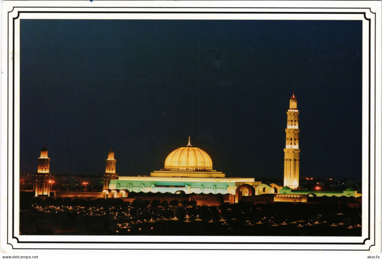 PC CPA SULTANATE OF OMAN THE GRAND MOSQUE IN NIGHT REAL PHOTO POSTCARD (b16343) - Oman