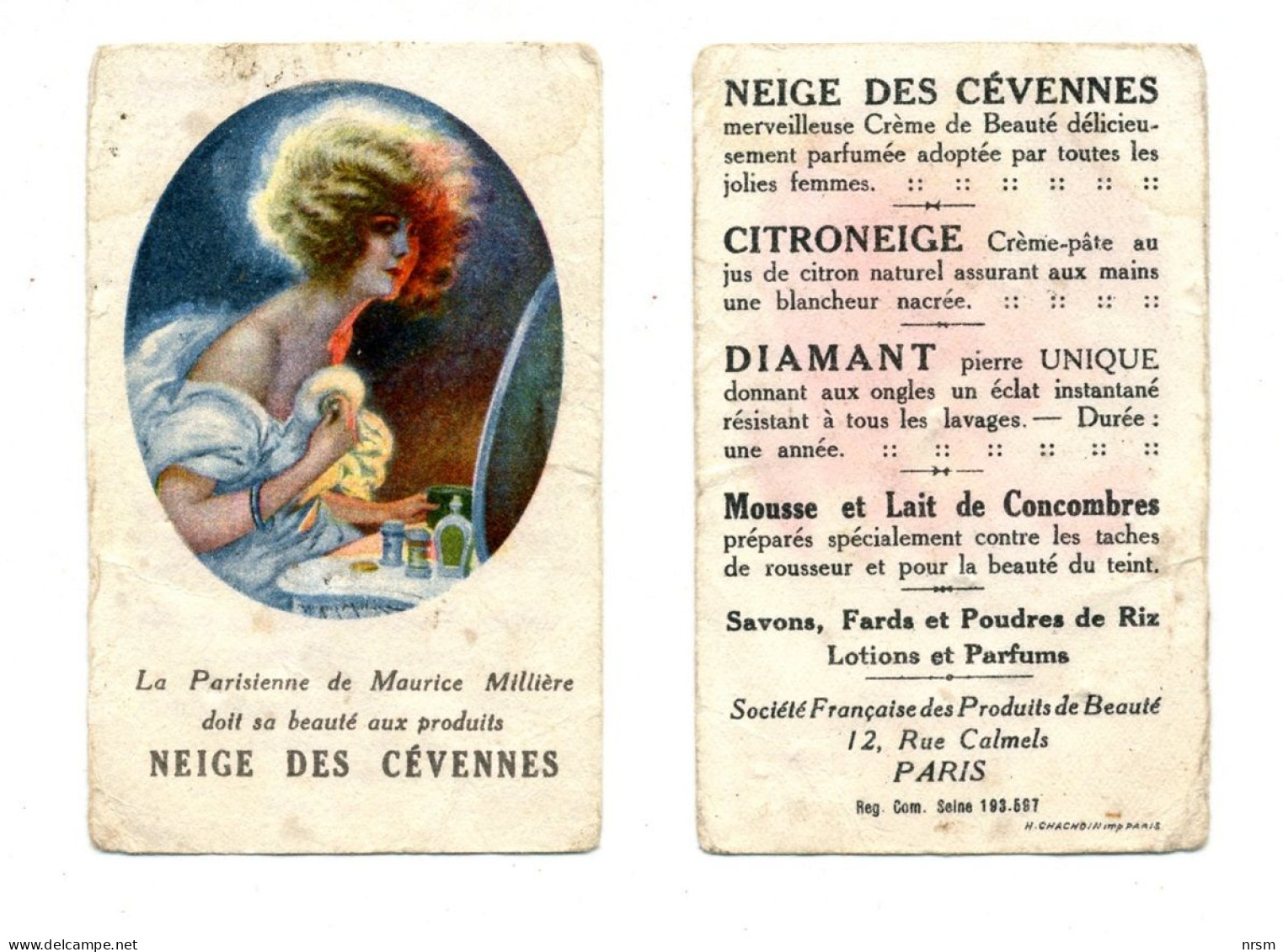 Carte Parfumée / Neige Des Cévennes (Société Française Des Produits De Beauté) - Anciennes (jusque 1960)