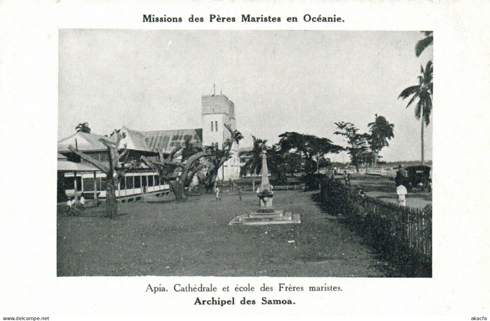 PC CPA SAMOA, PACIFIC, APIA, CATHÉDRALE ET ÉCOLE, Vintage Postcard (b19436) - Samoa