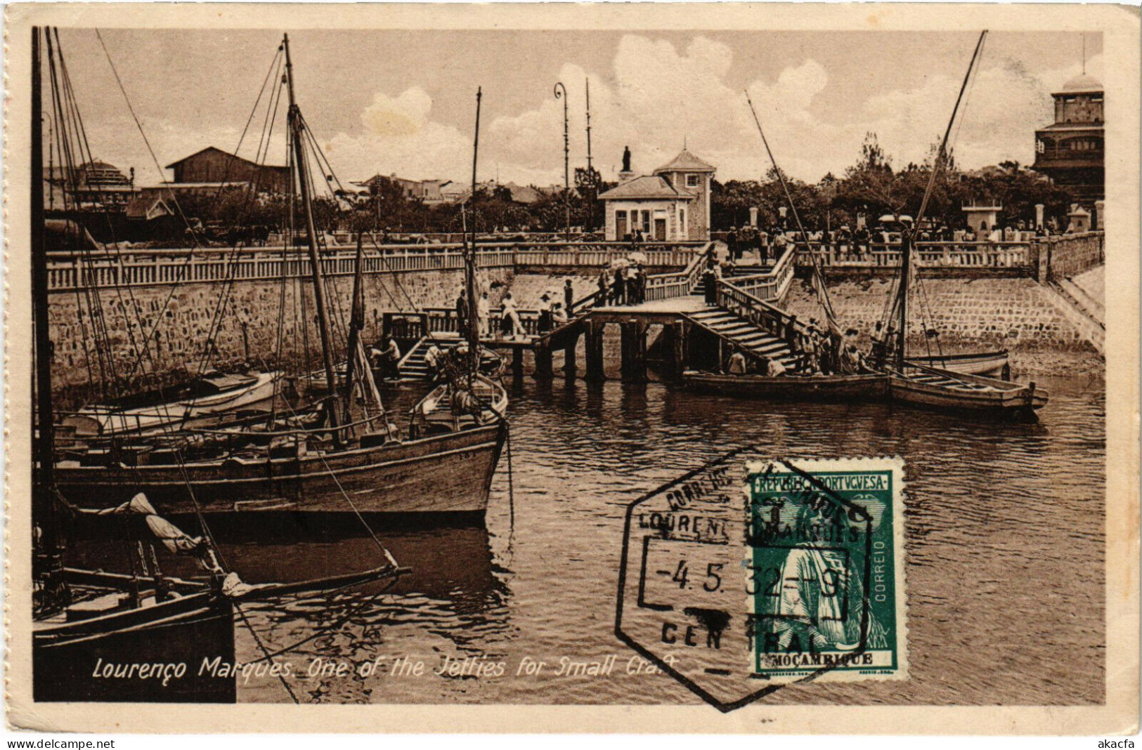 PC CPA MOZAMBIQUE, LOURENCO MARQUES, ONE OF THE JETTIES, POSTCARD (b20764) - Mozambique