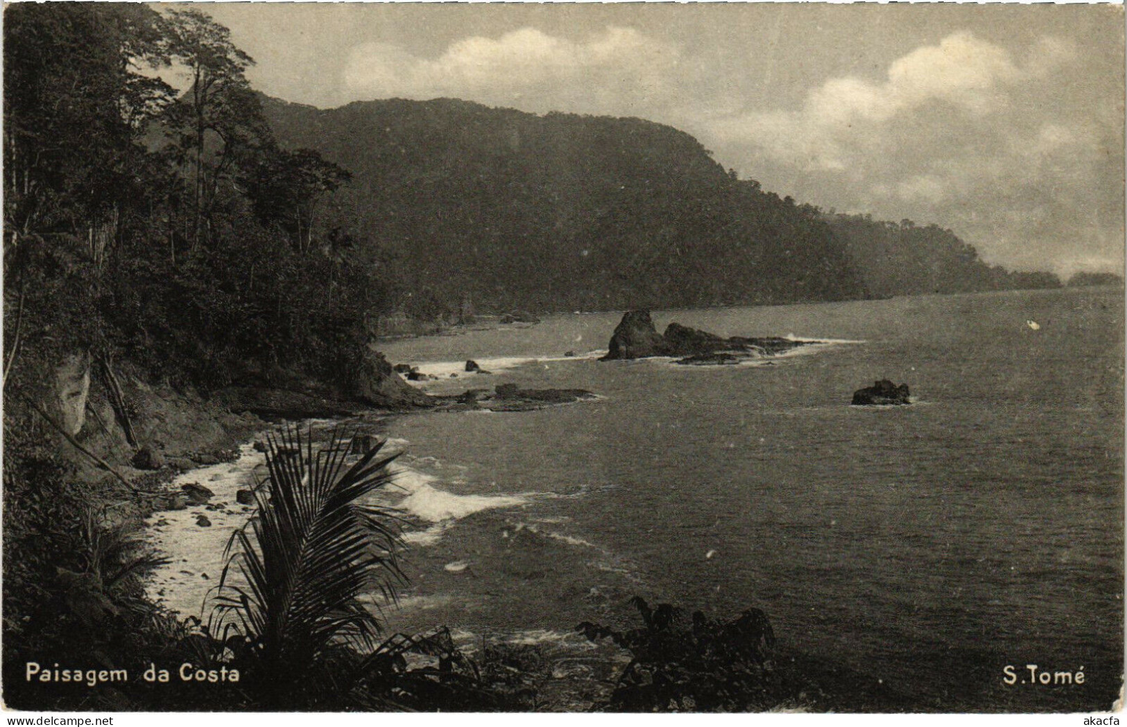 PC CPA ANGOLA, S. THOMÉ, PAISAGEM DA COSTA, VINTAGE POSTCARD (b20872) - Angola