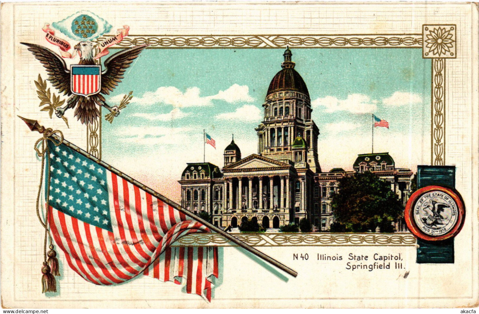 PC CPA US, IL, SPRINGFIELD, STATE CAPITOL, EMBOSSED LITHO POSTCARD (b6528) - Springfield – Illinois